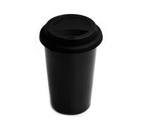 UDMG Reusable Double Wall Insulated White Ceramic Travel Coffee Cup with Lid & Sleeve, 12 fl.oz, I Am Not a Paper Cup (Black)…