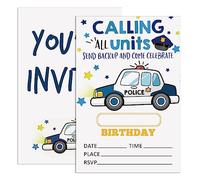 UDNADKEX Birthday Invitations for Boy Police with Envelopes, Invites for Birthday Party Police Officer Cop Car, Policeman Birthday Party Invite Cards, Calling All Units, 4"x6" Set of 20