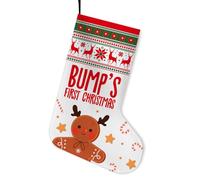 UDNADKEX Bump's First Christmas Stocking, Christmas Stocking for New Mom New Dad Pregnancy Announcement Gift Gingerbread Man Holiday Xmas Stocking Home Fireplace Decorations 16.5 Inches