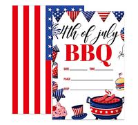UDNADKEX Party Invitations Set of 20, 4x6 inches, Independence Day Theme for Birthday, Baby Shower & Other Various Occasions