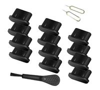 UDNUYFGZ 12pcs USB Type C Anti Dust Cap,USB C Dust Plug Port Plugs Protector SIM Card Removal Tool and Cleaning Brush for All Type-C Smartphones and Tablets black