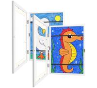 UDODIY Kids Art Frames, Front Opening A4 Artwork Frames Changeable, Childrens Artwork Display Storage Frame for 150 Pictures, Hanging Art，School or Home（White-2pcs）