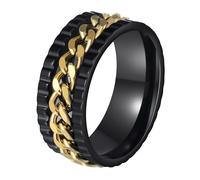 Udolfly Mens Fidget Rings Anxiety Rings for Men Womens Chain Spinner Rings for Adults Titanium Steel Rings, 4 UK, Metal, No Gemstone