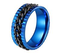 Udolfly Mens Fidget Rings Anxiety Rings for Men Womens Chain Spinner Rings for Adults Titanium Steel Rings, 9 UK, Titanium and Stainless Steel, No Gemstone