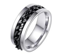 Udolfly Mens Fidget Rings Anxiety Rings for Men Womens Chain Spinner Rings for Adults Titanium Steel Rings, 9 UK, Titanium and Stainless Steel, No Gemstone