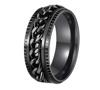 Udolfly Mens Fidget Rings Anxiety Rings for Men Womens Chain Spinner Rings for Adults Titanium Steel Rings, 8 UK, Titanium Stainless Steel, No Gemstone