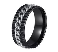 Udolfly Mens Fidget Rings Anxiety Rings for Men Womens Chain Spinner Rings for Adults Titanium Steel Rings, 9 UK, Titanium and Stainless Steel, No Gemstone