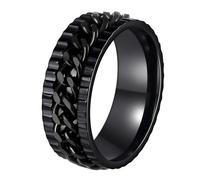 Udolfly Mens Fidget Rings Anxiety Rings for Men Womens Chain Spinner Rings for Adults Titanium Steel Rings, 6 UK, Titanium and Stainless Steel, No Gemstone