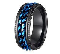 Udolfly Mens Fidget Rings Anxiety Rings for Men Womens Chain Spinner Rings for Adults Titanium Steel Rings, 12, Titanium and Stainless Steel, No Gemstone