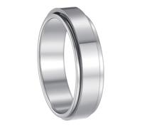 Udolfly Mens Fidget Rings Anxiety Spinner Rings for Men Classic Chain Rings for Women Adults Titanium Steel Ring, 5, Metal, No Gemstone