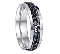 Udolfly Mens Fidget Rings Anxiety Spinner Rings for Men Classic Chain Rings for Women Adults Titanium Steel Ring, 4 UK, Titanium and Stainless Steel, No Gemstone