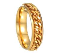 Udolfly Mens Fidget Rings Anxiety Spinner Rings for Men Classic Chain Rings for Women Adults Titanium Steel Ring, 4 UK, Metal, No Gemstone