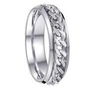 Udolfly Mens Fidget Rings Anxiety Spinner Rings for Men Classic Chain Rings for Women Adults Titanium Steel Ring, 12, Titanium and Stainless Steel, No Gemstone