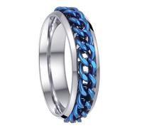 Udolfly Mens Fidget Rings Anxiety Spinner Rings for Men Classic Chain Rings for Women Adults Titanium Steel Ring, 4 UK, Titanium and Stainless Steel, No Gemstone