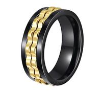 Udolfly Mens Fidget Rings Anxiety Spinner Rings for Men Classic Chain Rings for Women Adults Titanium Steel Ring, 14, Titanium and Stainless Steel, No Gemstone