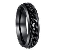 Udolfly Mens Fidget Rings Anxiety Spinner Rings for Men Classic Chain Rings for Women Adults Titanium Steel Ring, 7 UK, Titanium and Stainless Steel, No Gemstone