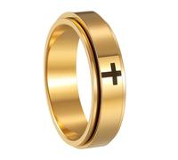 Udolfly Mens Fidget Rings Anxiety Spinner Rings for Men Classic Chain Rings for Women Adults Titanium Steel Ring, 5 UK, Metal, No Gemstone