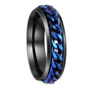 Udolfly Mens Fidget Rings Anxiety Spinner Rings for Men Classic Chain Rings for Women Adults Titanium Steel Ring, 6 UK, Titanium and Stainless Steel, No Gemstone