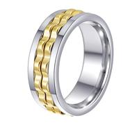Udolfly Mens Fidget Rings Anxiety Spinner Rings for Men Classic Chain Rings for Women Adults Titanium Steel Ring, 4 UK, Titanium and Stainless Steel, No Gemstone