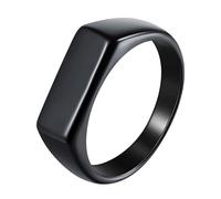 Udolfly Mens Signet Rings Stainless Steel Pinky Ring for Men Women Silver/Black/Gold Square Cool Finger Ring, Gift for Dad Husband, 9 UK, Metal, No Gemstone