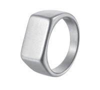Udolfly Mens Signet Rings Stainless Steel Pinky Ring for Men Women Silver/Black/Gold Square Cool Finger Ring, Gift for Dad Husband, 13, Metal, No Gemstone