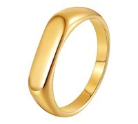 Udolfly Mens Signet Rings Stainless Steel Pinky Ring for Men Women Silver/Black/Gold Square Cool Finger Ring, Gift for Dad Husband, 4 UK, Metal, No Gemstone