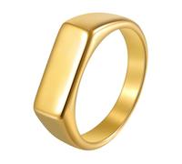 Udolfly Mens Signet Rings Stainless Steel Pinky Ring for Men Women Silver/Black/Gold Square Cool Finger Ring, Gift for Dad Husband, 5 UK, Metal, No Gemstone