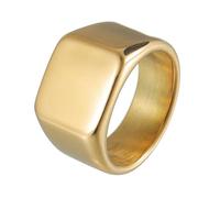 Udolfly Mens Signet Rings Stainless Steel Pinky Ring for Men Women Silver/Black/Gold Square Cool Finger Ring, Gift for Dad Husband, 9 UK, Metal, No Gemstone