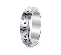 Udolfly Womens Fidget Rings Anxiety Spinner Ring for Women Stress Relief Ring for Adults Titanium Steel Rings, 7 UK, Metal, No Gemstone