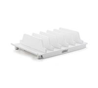 UDOLI Adjustable Universal Cell Phone Dock Stand Holder, Tablet Organizer Multi Device Desktop Stand for iPhone Samsung Galaxy Google Nexus Kindle - No Charging Port (White)