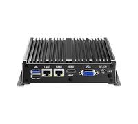 UDPTCP Industrial Mini PC, Fanless Mini PC J1900 with Quad Core2.41GHz, Dual LAN/2×RS232 COM/HD Double Displays, Mini Desktop Computer Support Dual Band WiFi for Industry Business,4GB RAM 64GB SSD