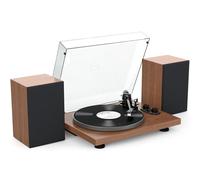 Udreamer Record Player Turntable Hi-Fi System with 40W Bookshelf Speakers, Bluetooth with Aluminum platter, Built-in Phono Preamp, Belt Drive 2-Speed, Adjustable Counterweight, AT-3600L, Brown