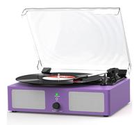 Udreamer Record Player Vinyl Player with Built-in Speakers, Bluetooth Turntable Belt-Driven, Vintage Phonograph with 3 Speeds for Musical Enjoyment and Home Decoration Purple