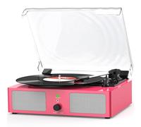 Udreamer Record Player Vinyl Player with Built-in Speakers, Bluetooth Turntable Belt-Driven, Vintage Phonograph with 3 Speeds for Musical Enjoyment and Home Decoration Pink