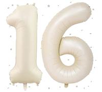 UDRKFOPK Beige Balloon 16, Numbers Balloon Beige, 40 Inch Foil Balloon 1 & 6, Beige Number Balloon 16 Helium Balloon 16th Birthday for 16th Birthday Decoration Girl Boy Anniversary Party Decoration
