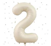 UDRKFOPK Beige Number 2 Balloon, 40 Inch Foil, 1 Count, Birthday, Anniversary, Children, 1-2 Years Old, Unisex