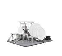 Umbra UDry Dish Drying Rack and Microfiber Dish Mat with Stemware Holder and Utensil Caddy - Space-Saving Lightweight Design Folds Up For Easy Storage, 24 x 18 inches, Charcoal