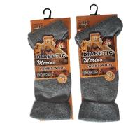 udyana Mens Diabetic Loose Top Merino Wool Non-Elastic Thermal Heated Extra Warm Winter Socks 2.4 TOG UK Size 6-11, 2 Pairs (UK, Numeric, 6, 11, Regular, Tall, Dark Grey)