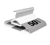 UEAKPIC Plastic Hangers 50 Pack, 16.5inch/42cm Heavy Duty Clothes Hangers with 360° Swivel Hook, Non-Slip Bar & Ultra-Slim Space-Saving for Coats, Pants, Suits, Shirts-White & Dark Gray (42Lx21Hcm)