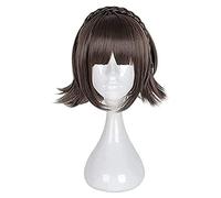 Uearlid Anime Persona 5 Makoto Niijima Short Brown Wig WIth Braid Cosplay Costume Heat Resistant Synthetic Hair Cosplay Wigs Cosplay Anime Wig Coser