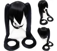 Uearlid Anime Snow Senbonzakura Two Ponytails Wig,Halloween Costume Party Accessory + Wig Cap (White) Cosplay Anime Wig Coser(Black)