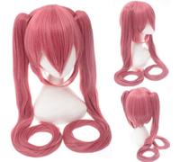 Uearlid Anime Snow Senbonzakura Two Ponytails Wig,Halloween Costume Party Accessory + Wig Cap (White) Cosplay Anime Wig Coser(Pink)