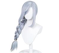 Uearlid Game Genshin Impact ShenHe Cosplay Wig - Light Grayish-Blue, Synthetic Hair, Wavy, Heat Resistant, Adjustable, Fantasy Cosplay Wig