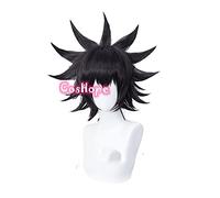 Uearlid Megumi Fushiguro Cosplay Cosplay 35cm Short Christmas Black Wig Cosplay Anime Wigs Heat Resistant Synthetic Wigs Cosplay Anime Wig Coser
