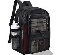 UEASE Mesh Backpack for School, Mesh Bookbag for Adults, See Through Black Mesh School Bag, Black, 35L, Daypack Backpacks