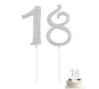 UEAVOID 18th Birthday Cake Toppers, 2 Pieces Glitter Numbers 18 Silver Glitter Gold, Elegant Cake Topper for Memorable Anniversary Celebration Decoration for Boys & Girls