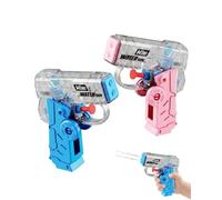 UEAVOID Set of 2 Mini Water Pistol Foldable with 2 Outputs, Blue Pink, for Kids & Adults, Fun Water Toy for Outdoor, Pool, Beach, Garden, Compact Spray Gun to Take Away
