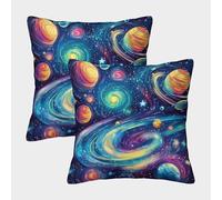 UEBDPEIC Cosmic Galaxy 3DPrinted Pillow Cases Set of 2 Furniture Decorative Square Cushions Cases for Sofa Couch 40x40cm