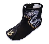üBergangsschuhe Boys' Ankle Boots Short Boots Autumn Single Shoes Antique Cotton Boots Embroidery Children's Boots Slip On Boots Non-Slip Ankle Boots Ethnic Style Boots, black, 36 EU