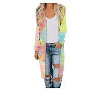 ÜBerggang Jacket, Women's Jackets, Spring Summer Jacket, Lightweight, Large Size, Knitted Coat, Elegant Long Sleeve Open Knitted Cardigan, Long Colourful Cardigan, Knitted Cardigan, pink, Medium